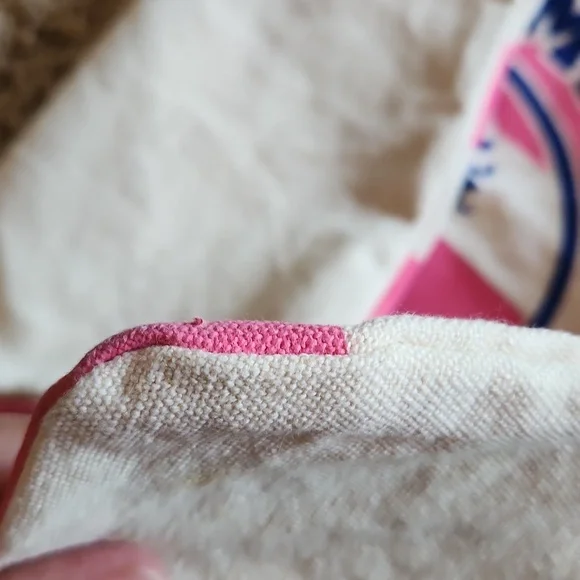 Beach Bag Pink and Cream Striped Tote Canvas Bag - Picture 7 of 8